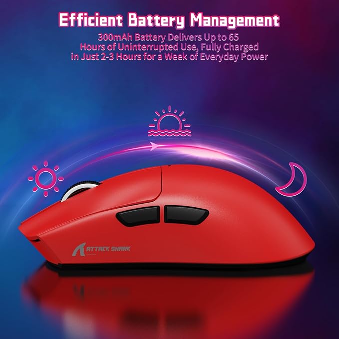 ATTACK SHARK X11SE Lightweight Wireless Gaming Mouse, 59g Tri-Mode BT/2.4G Wireless/Wired Gaming Mouse, PixArt PAW3311 Gaming Sensor, 22000 DPI, Office Mice for PC/Xbox/Win/Mac (Red)