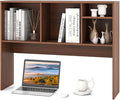 ReunionG Desk Hutch 2-Tier, Wood Hutch Top Only w/4 Shelves for Computer Monitor, Laptop, Dressing Table, Desk Organizer Display Rack Desktop Bookshelf for Home, Office, Dorm (Walnut)