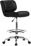 Studio Designs Black Crest Drafting Work Chair with Foot Rest - Adjustable Height - Contoured for Desk or Drafting Table