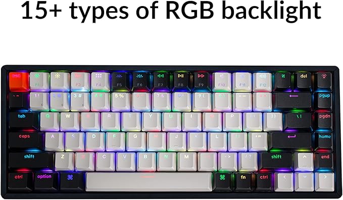 Keychron K2 75% Layout 84 Keys Hot-swappable Bluetooth Wireless/Wired Mechanical Keyboard with Keychron Super Brown Switch/Double-Shot Keycaps/RGB Backlight/Aluminum Frame for Mac Windows Version 2