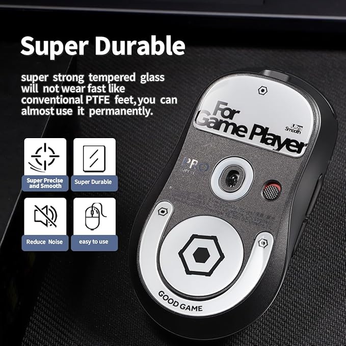 immoenuc Glass Mouse Skates for 2024 Logitech G PRO X Superlight 2 DEX Lightspeed Wireless Gaming Mouse Feet Pads Smooth Durable Game Mouse Accessories (White)
