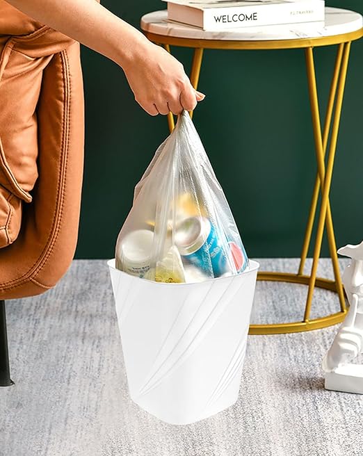 DAJITRE Small Plastic Trash Can Wastebasket Recycling Bin for Bathroom, Dorm, Bedroom，Home Office, Garbage Can for Bedroom, Kids Room (1, White)
