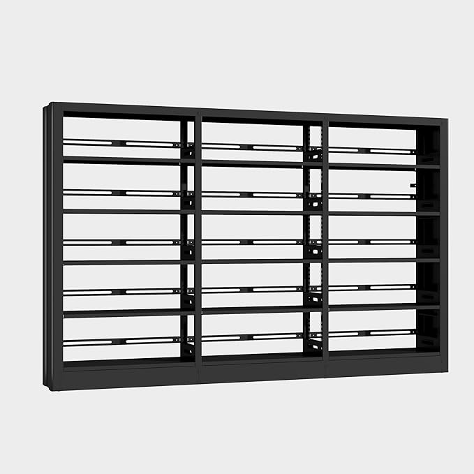 71" Metal Bookshelf,5 Tier Black Bookshelf with Adjustable Shelves,Heavy Duty Bookshelves and Bookcases,Tall Bookcase for Living Room,Library,Office,Including Book Stopper (Black, 108.6" Wide)