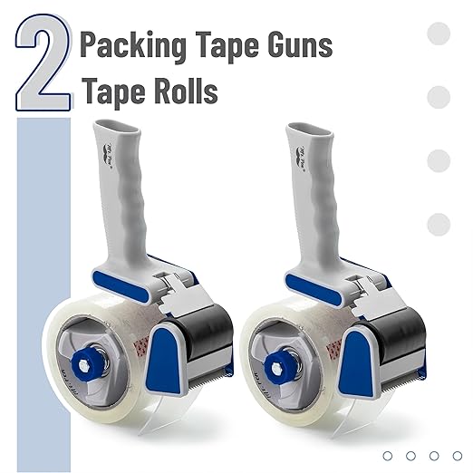 Mr. Pen- Heavy Duty Packing Tape Dispenser Gun, 2 Inch, 2 Pack with 2 Clear Tape Rolls, Handheld Tape Gun for Moving, Shipping, Sealing Boxes & Packaging