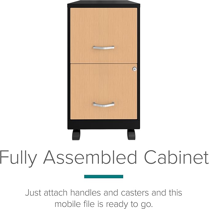 Hirsh Industries Space Solutions Home Office Metal Desk and Storage Set - Black/Maple