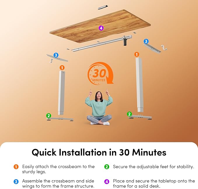 FEZIBO Standing Desk, 55 × 24 Inches Electric Height Adjustable, Sit and Stand Up, Computer Office Desk with Splice Board, Light Rustic