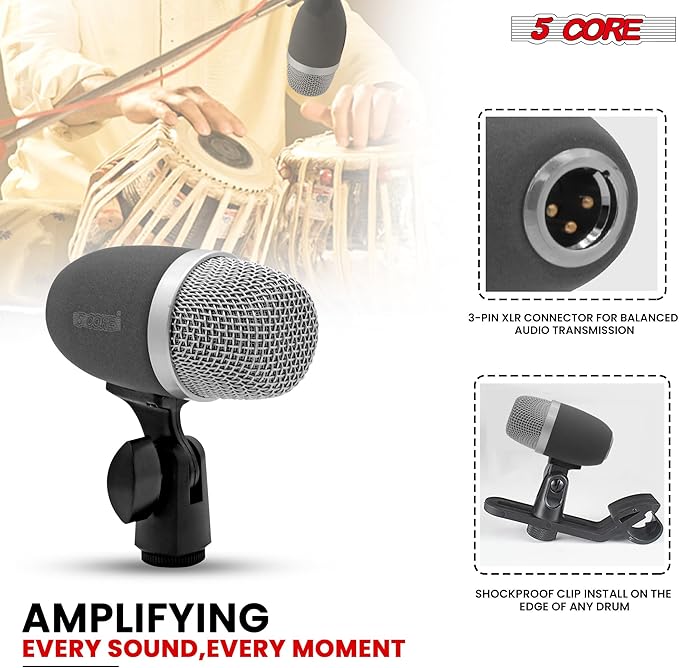 5 CORE Tabla Mics Professional Dual Microphone Set Best Condenser Mics for Instrument Bayan & Dayan Recording for Live On Stage Studio Temple Classroom - Tabla MIC 2XP