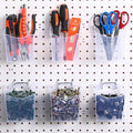 Reallnaive 6 Pack Pegboard Bins with Hooks - Translucent Pegboard Organizer Wall Containers - Kitchen, Office, Garage, Workshop, Bathroom