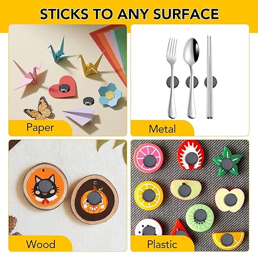 DIYMAG 200Pcs Small Magnets for Craft, Round Disc Magnetic with Adhesive Backing Strong Ceramic Magnet for Refrigerator Craft Hobbies Science Projects School Notice Board
