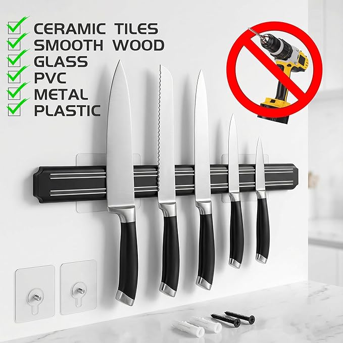  Magnetic Knife Holder,15 Inch Magnetic Knife Storage Strip,Knife Bar Block Magnet,Kitchen Utensil Holder,Tool Holder,Multipurpose Magnetic Knife Rack