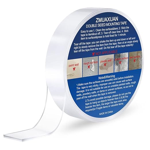 ZMUAXUAN Strong Nano Double Sided Tape Heavy Duty Mounting,Clear Removable Wall Sticky Adhesive Strips,Reusable Thick Gel Grip for Hanging Picture,Poster,Carpet,Photo