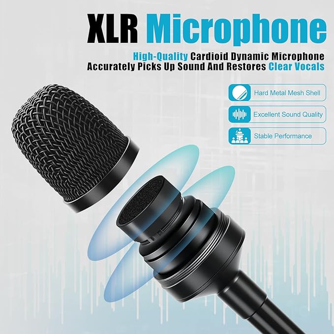 Dynamic Gooseneck Microphone, Professional XLR Wired Dynamic Microphone With 360-Degree Rotation And Flexibility. DJ Microphone Suitable For Audio Mixing Consoles, Ktv Bars, And Public Address Systems