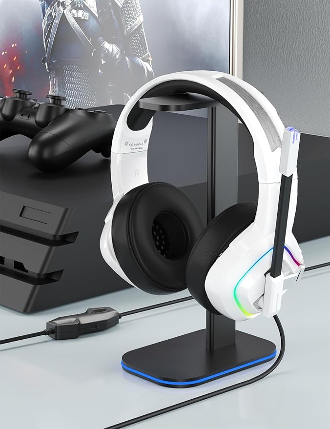 ZIUMIER White Gaming Headset for PC, PS4, PS5, Xbox One, Xbox Series S/X, Switch, Noise Canceling Microphone, Stereo Surround Sound, 3.5mm Wired Gaming Headphones
