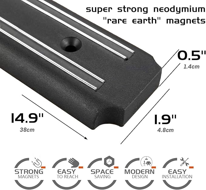  Magnetic Knife Holder,15 Inch Magnetic Knife Storage Strip,Knife Bar Block Magnet,Kitchen Utensil Holder,Tool Holder,Multipurpose Magnetic Knife Rack