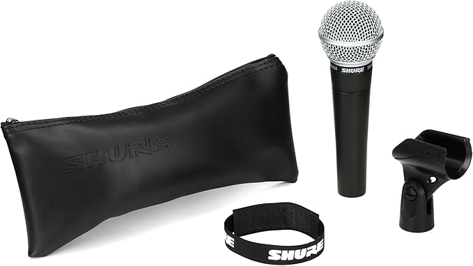 Shure SM58 Pro XLR Dynamic Microphone with Tripod Mic Stand - Professional Studio & Live Performance Cardioid Mic for Vocals, Podcasting, and Recording