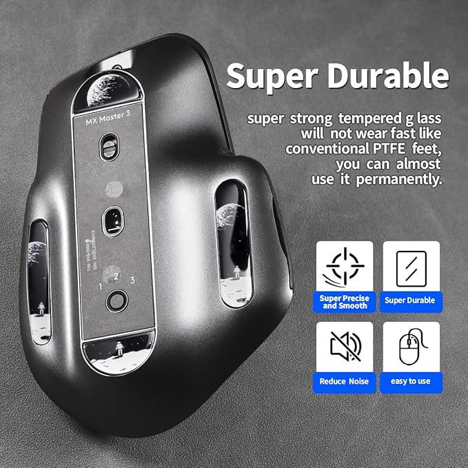 Durable Slimmer Toughened Glass Mouse Skates for Logitech MX Master 3/3s Wireless Gaming Mouse Ultra Smooth Glass Surface Mouse feet (Astronauts Pattern)