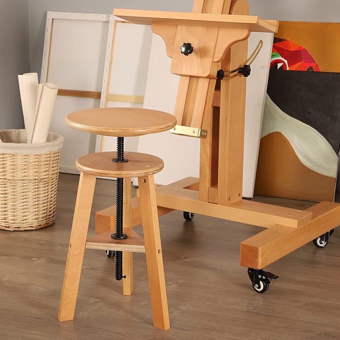 VISWIN Adjustable Drafting Stool, Beech Wood, Artist Stool Chair, Supports Up to 176 Lbs, for Artists, Studio, Home Use, Office, Kitchen