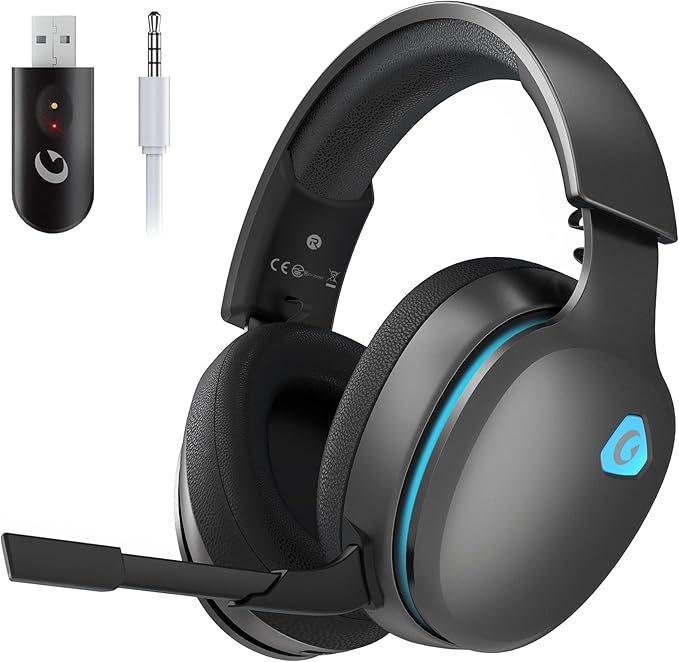 Gtheos 2.4GHz Wireless Gaming Headset for PS5, PS4 Fortnite & Call of Duty/FPS Gamers, PC, Nintendo Switch, 7.1 Surround Sound, Bluetooth 5.3 Gaming Headphones with ENC Mic, 40+Hr Battery - Space Gray