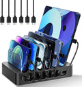 Charging Station for Multiple Devices 68W 6 Port Phone Charger Dock with 6 Cables, 20W Black Fast Charging Station Compatible with Apple Cellphone iPad iPhone Tablet(Black)