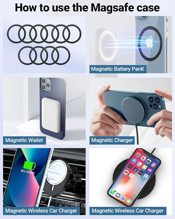 KALAPOP for Magsafe Ring - 10 PCS, Ultra-Thin(0.4mm) Magsafe Sticker, Compatible with iPhone 17/Air/16/15/14/13/12 Series, Samsung Galaxy, Google Pixel Series Black
