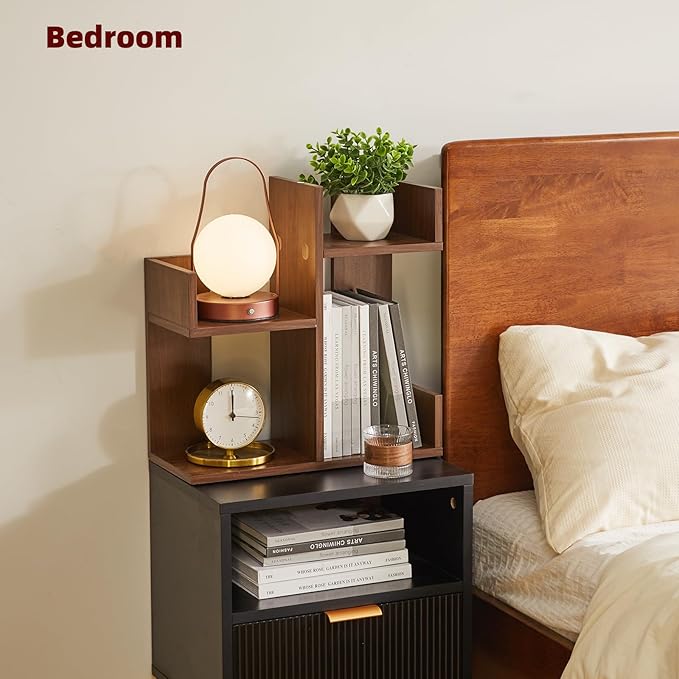 Aibiju Small Bookshelf - Unique Cactus Design, Kitchen Counter Shelf, Light Walnut Wood, YD-DSR002LW