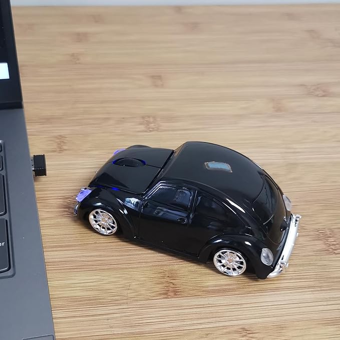 Car Mouse for Computer, Cool and Cute Car-Shaped Mouse, Wireless 2.4Ghz Optical Mice for Laptop PC Mac (Black)