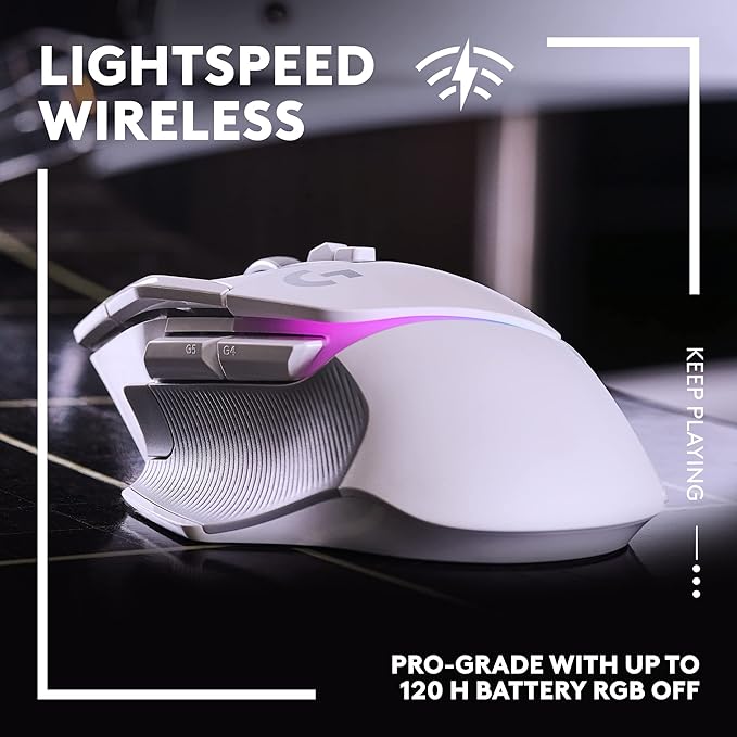 Logitech G502 X Plus Lightspeed Wireless Gaming Mouse, White | Hero Sensor, 25,600 DPI, 13 Programmable Buttons, LIGHTFORCE Switches, RGB Lighting, PC/Mac | with Signature Series Charging Dock