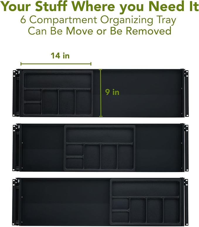 PERFECT POSTURE Under Desk Storage Drawer with Lock — Slim Pen & Pencil Drawer for Regular & Sit-Stand Standing Desks, Black (33” x 9.4”)