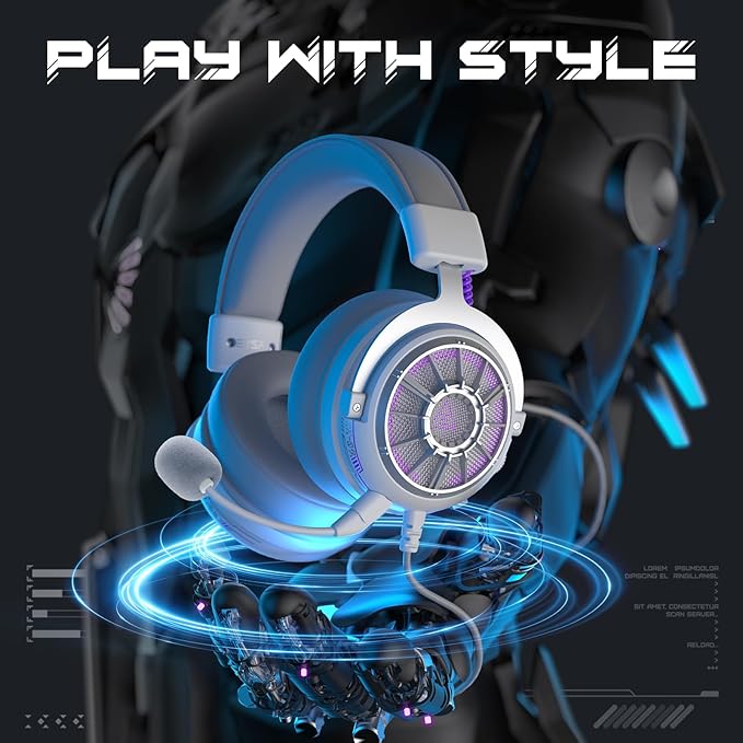 EKSA Gaming Headset with Microphone for PS5 PS4 PC Switch Xbox One, Over-Ear Headphones with Detachable Noise Cancelling Mic, 50 mm Drivers,3D Stereo Surround Sound, Wired Gaming Headphones-Gift