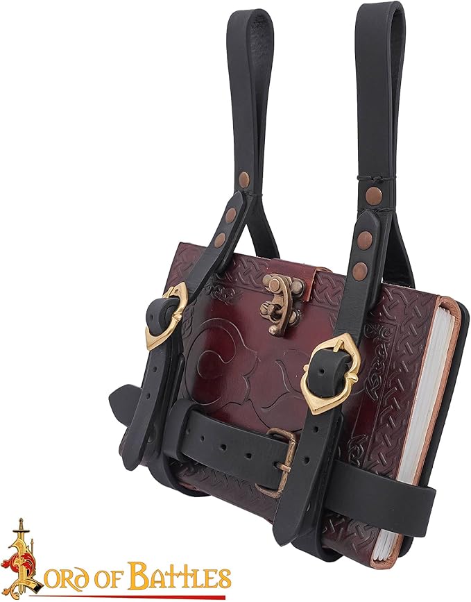 Lord of Battles Adventurer's Book or Diary Holder Handcrafted from Genuine Leather 13x18cm (Leather Journal with Black Holder)