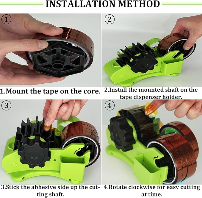 SHDSL Green Multi-Roll Heat Tape Dispenser Sublimation 1" and 3" Core Double Reel Cores Sublimation for Heat Transfer Tape, Semi-Automatic Tape Dispenser with Compartment Slots