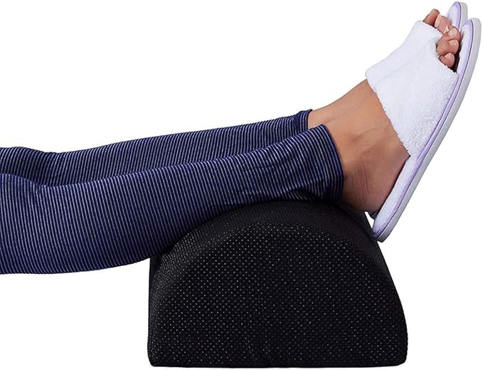 Foot Rest Cushion Under Desk at Office or Home, Ergonomic Memory Foam Footrest for Relieving Foot Sole, Foot Ankle, Shank (Black Net Cloth)