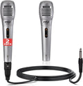 Pyle Professional Dynamic Microphone - 2-Pack Unidirectional Handheld Mic with Built-in Pop Filter, High Signal Output, 6.5 ft. XLR Audio Cable, Ideal for Stage, Karaoke & Studio Performances