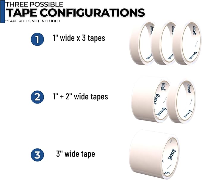 ICO by Excell Triple Premium Extra Wide Metal Multi-Rolls Desktop Tape Dispenser, ET-13371, 3 inch Wide, 3 inch Core