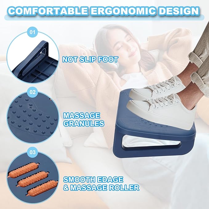 PATIKIL Foot Rest Non-Swingable Stools Leg Rest Footrest for Under Desk at Work Under Office Desk Chair Computer Gaming Promote Leg Circulation, Blue/Orange