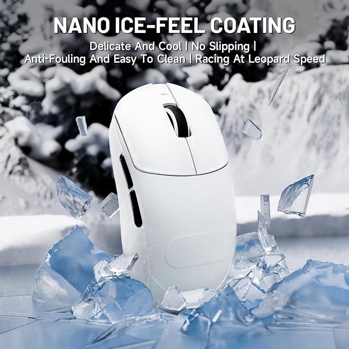 ATTACK SHARK X8ULTRA Wireless Gaming Mouse, 42000 DPI PAW3950MAX Sensor, 8000Hz Optical Nordic 52840 Tri-Mode 2.4G/BT/Wired, 55g Lightweight Big Hand Ergonomic Mouse with Coiled Cable-White&Tape