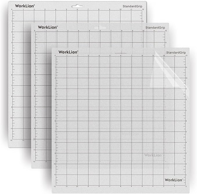 WORKLION Cutting Mat Compatible With Silhouette Cameo: (12x12 inch,3 Mats) Standard Adhesive Sticky Durable Clear Craft Cut Mats - Replacement Accessories