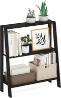Furinno Ladder Book Shelf, 3-Tier Ladder Shelf, Open Design Bookshelf, Display Storage Bookcase, 9.3" x 23.6" x 27", Living Room, Home Office, Espresso