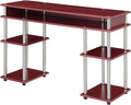 Convenience Concepts Designs2Go No Tools Desk Home Office Desk with Shelves, Corner Shelf Vanity Desk Computer Desk Nail Table for Nail Tech - 47.25" L x 15.75" W x 30" H, Dark Cranberry Red