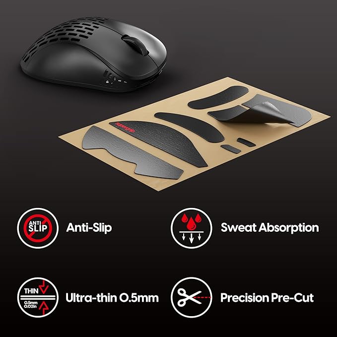 Pulsar Gaming Gears SUPERGRIP Griptape Set for Xlite V2 mini Sweat Absorbing High Performance Anti Slip 3M Adhesive no Residue Mouse Grip Tape Ultra-Thin 0.5mm (0.02in)
