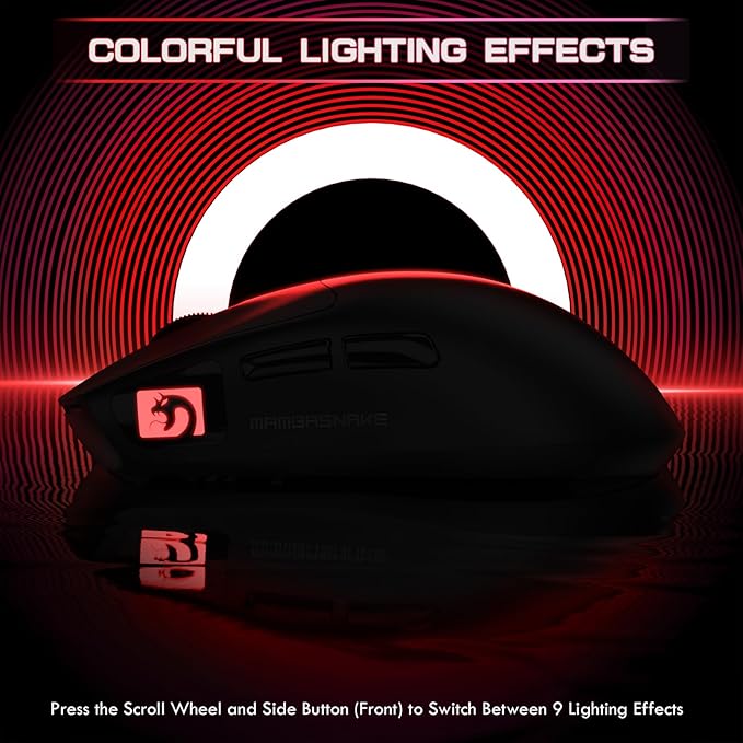 ATTACK SHARK × MAMBASNAKE M4 Wireless Gaming Mouse, 24000 Adjustable DPI PAW3311 Optical Sensor, Programmed Buttons, 52g Lightweight Ergonomic Computer Mice 2.4G/BT/USB-C for PC/Mac-Black