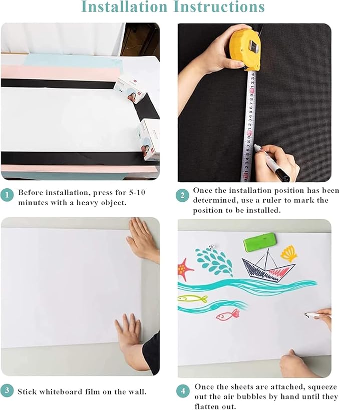Large Self-Adhesive Whiteboard Sticker: 35.4" x 48.03" Magnet Receptive Dry Erase Wall Film | No Ghosting Conference Room & Classroom Board | Peel & Stick Resurfacing Sheet
