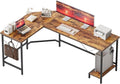 Mericonia 66 inch Large L Shaped Desk, Simple Corner Gaming Desk with CPU Stand & Hooks, Computer Desk for Home, Bedroom & Office Workspace, Rustic Brown