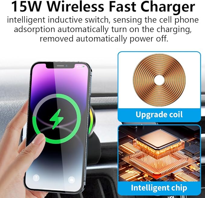 Car Magnetic Phone Mount for Toyota RAV4 2013 2014 2015 2016 2017 2018 Auto Interior Accessories Best Cellphone Holder Fast 15W Wireless Charger Cell Phones Charging Screen Stand Accessory