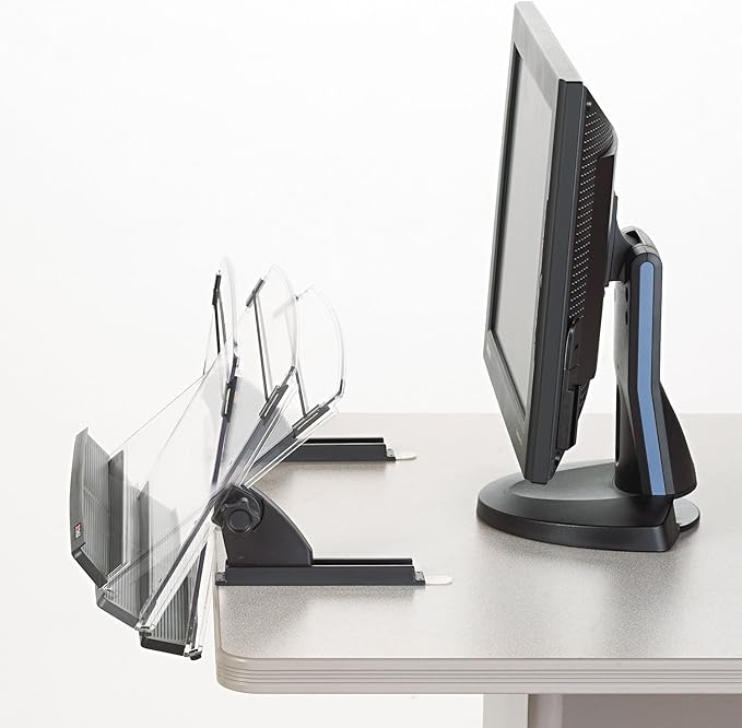 3M in-Line Adjustable Desktop Copyholder Plastic 150 Sheet Capacity Black/Clear MMMDH630