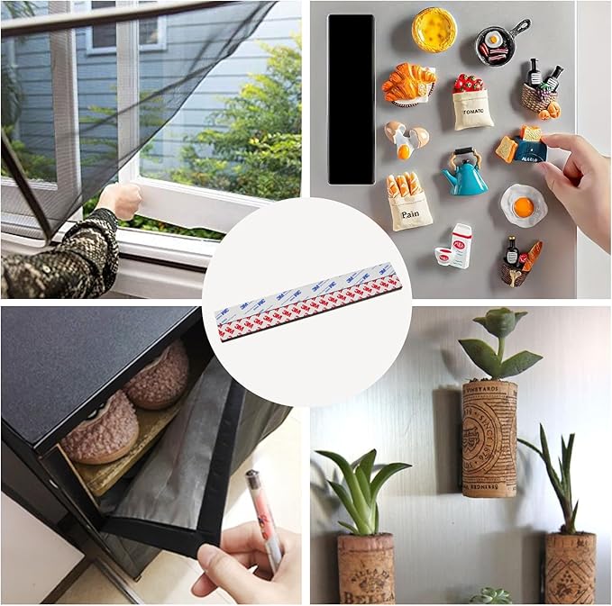 10 Pack Magnetic Tape with Adhesive Backing, 12"L x 1"W Flexible Magnet Strips for DIY Crafting