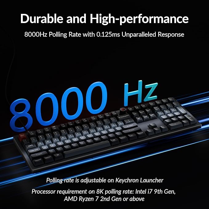 Keychron V6 8K Full Size Wired Mechanical Keyboard with Programmable Knob, 8000 Hz Polling Rate, OSA PBT Keycaps, Hot-swappable Super Brown Switchs, RGB Backlit for Mac Windows Linux