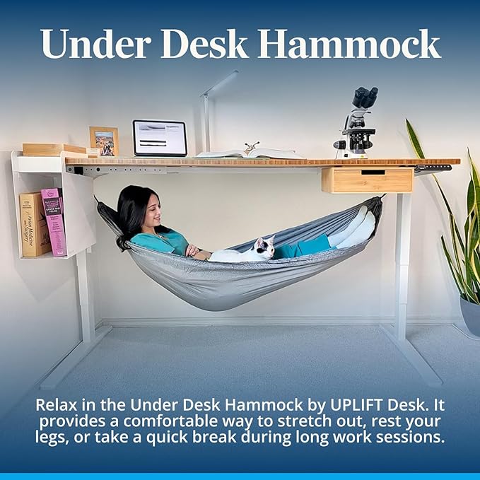 Uplift Desk Under Desk Hammock – Hammock for Office, Ergonomic Office Supplies Perfect for Rest & Relaxation, Durable and Easy to Use (Gray)