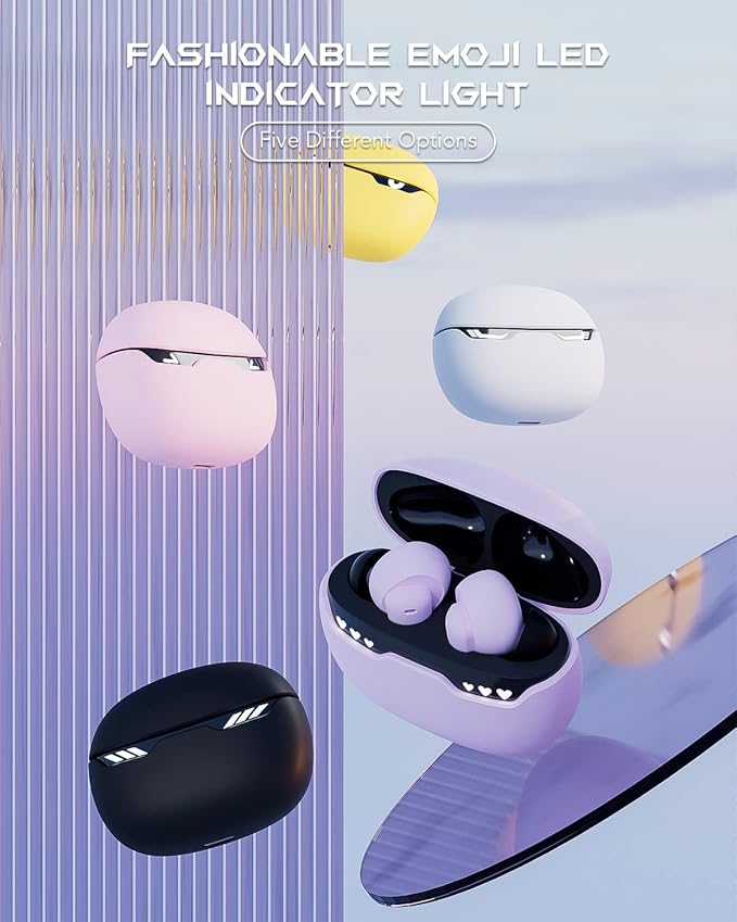 Wireless Earbuds with Charging Case, Bluetooth Earbuds with Microphone for iPhone/iPad/Andriod/Mac, Music & Game Two Mode, One-Step Pairing, IPX5 Waterproof, in-Ear Stereo Surround, Black Shark Purple