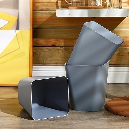 Amyhill 10 Pcs Small Trash Can 2 Gallon Plastic Garbage Can Small Waste Basket for Bathroom Office Living Room Kitchen Bedroom Home Under Desk (Grey)